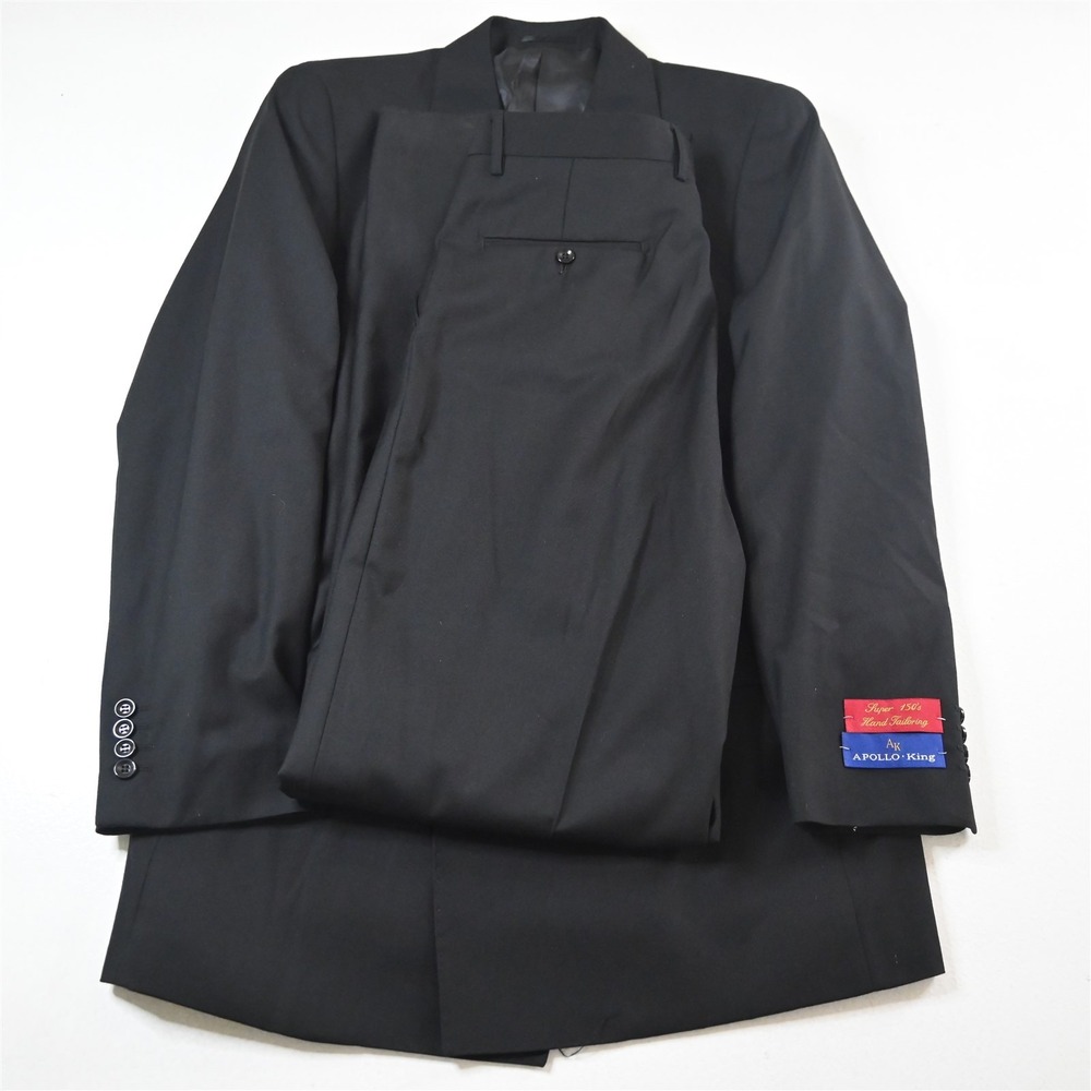 NEW Apollo King 40L 32x38 Black‎ Double Breasted Mens Jacket Pants Suit